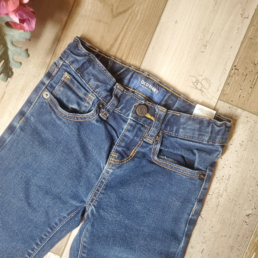 Old Navy Straight Leg Dark Wash Blue Denim Jeans Boys Size 5 Regular NWOT EUC - Picture 7 of 11